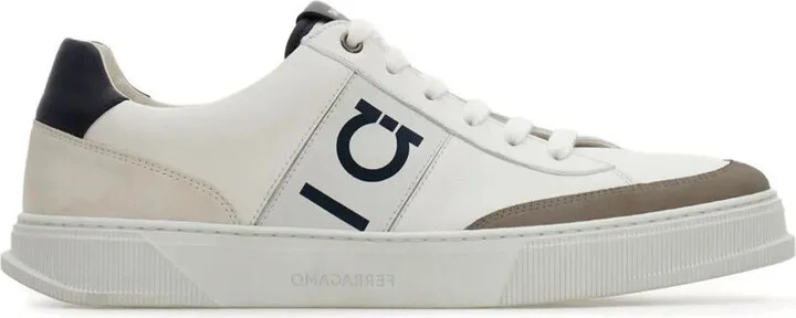 Salvatore Ferragamo Alaska Leather And Suede Sneaker With Gancini Detail Shoes
