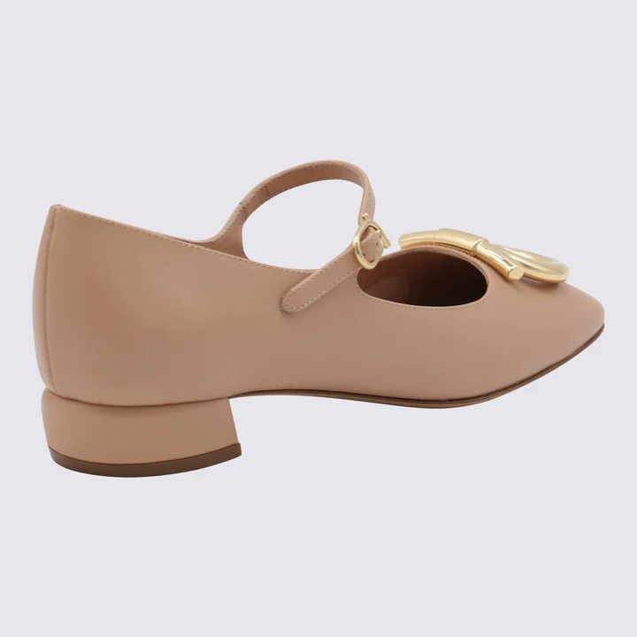 Salvatore Ferragamo Beige Leather Marry Pumps - Image 3