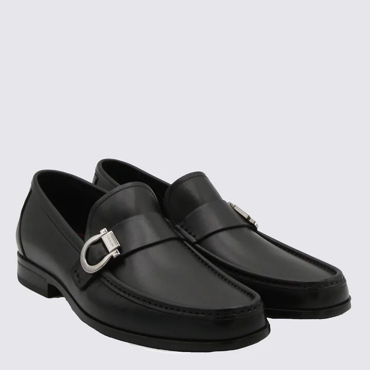 Salvatore Ferragamo Black Leather Caspian Loafers - Image 3
