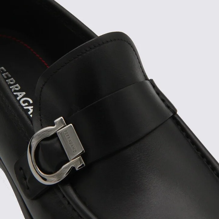 Salvatore Ferragamo Black Leather Caspian Loafers - Image 4