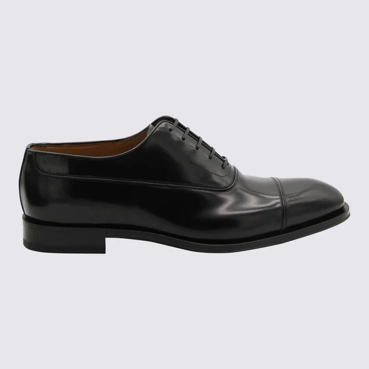 Salvatore Ferragamo Black Leather Lace Up Shoes