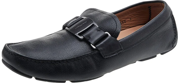 Salvatore Ferragamo Black Leather Slip On Loafers Size 41