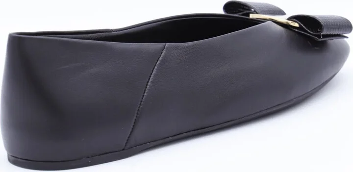Salvatore Ferragamo Black Leather Vanna Flats - Image 3