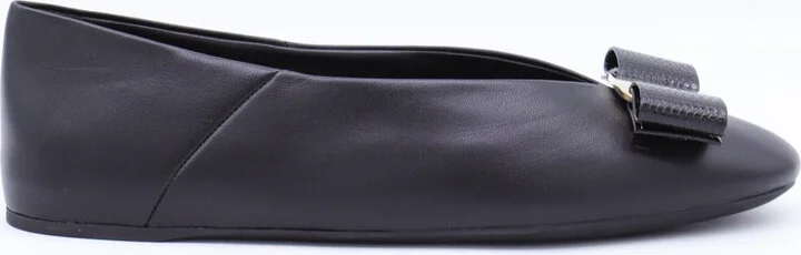 Salvatore Ferragamo Black Leather Vanna Flats