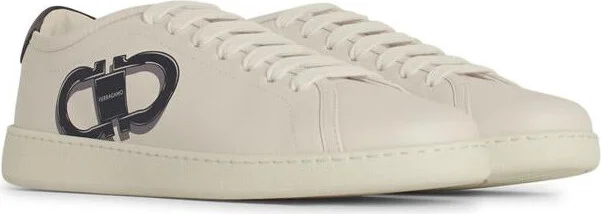 Salvatore Ferragamo 'Brandy' White Leather Sneakers - Image 2