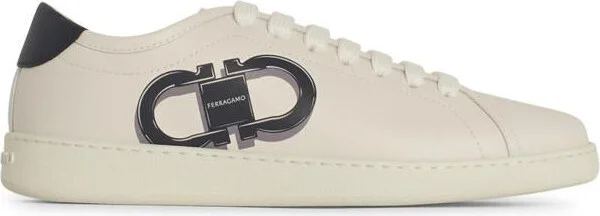 Salvatore Ferragamo 'Brandy' White Leather Sneakers
