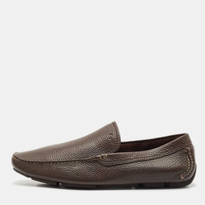 Salvatore Ferragamo Brown Leather Slip On Loafers Size 42.5