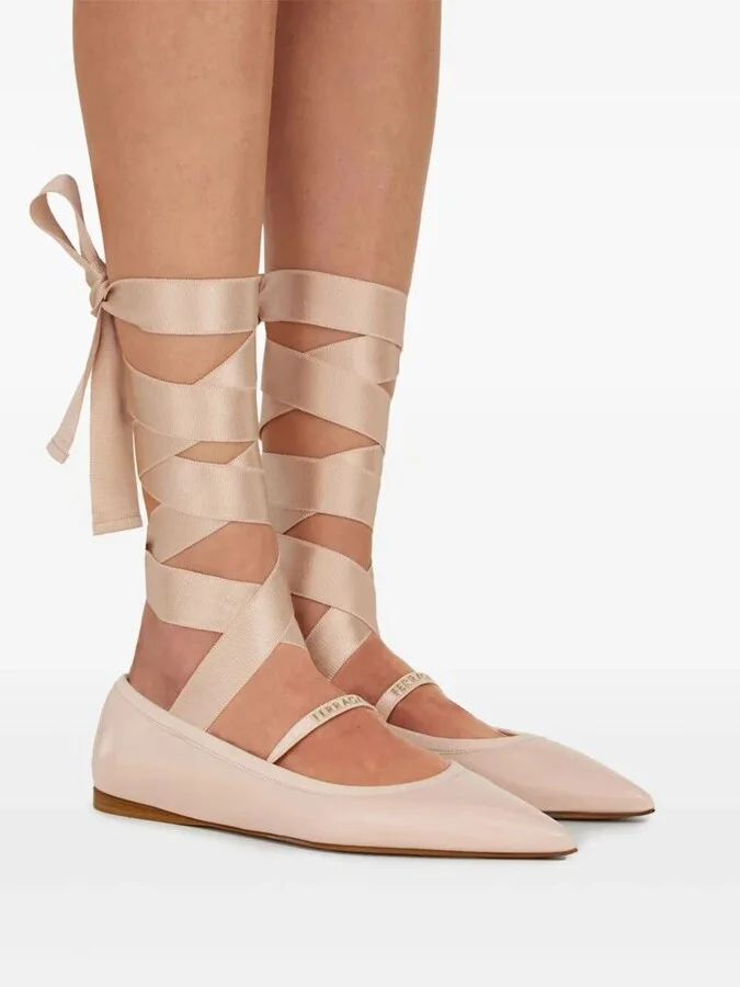 Salvatore Ferragamo Carice Ballet Flat With Ankle Ribbon Shoes - Image 3