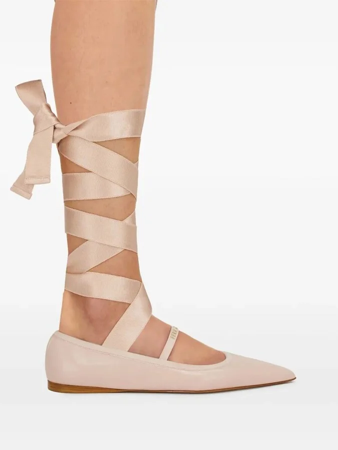 Salvatore Ferragamo Carice Ballet Flat With Ankle Ribbon Shoes - Image 4