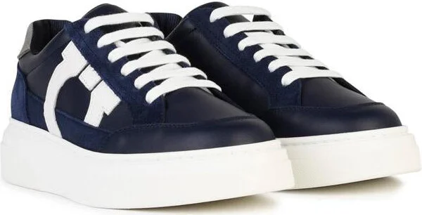 Salvatore Ferragamo 'Cassina' Blue Leather Sneakers - Image 2