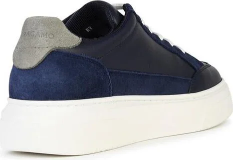 Salvatore Ferragamo 'Cassina' Blue Leather Sneakers - Image 3