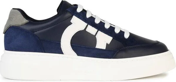 Salvatore Ferragamo 'Cassina' Blue Leather Sneakers
