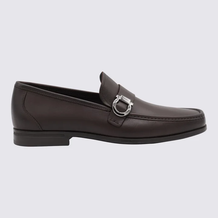 Salvatore Ferragamo Dark Brown Leather Gancini Loafers - Image 2