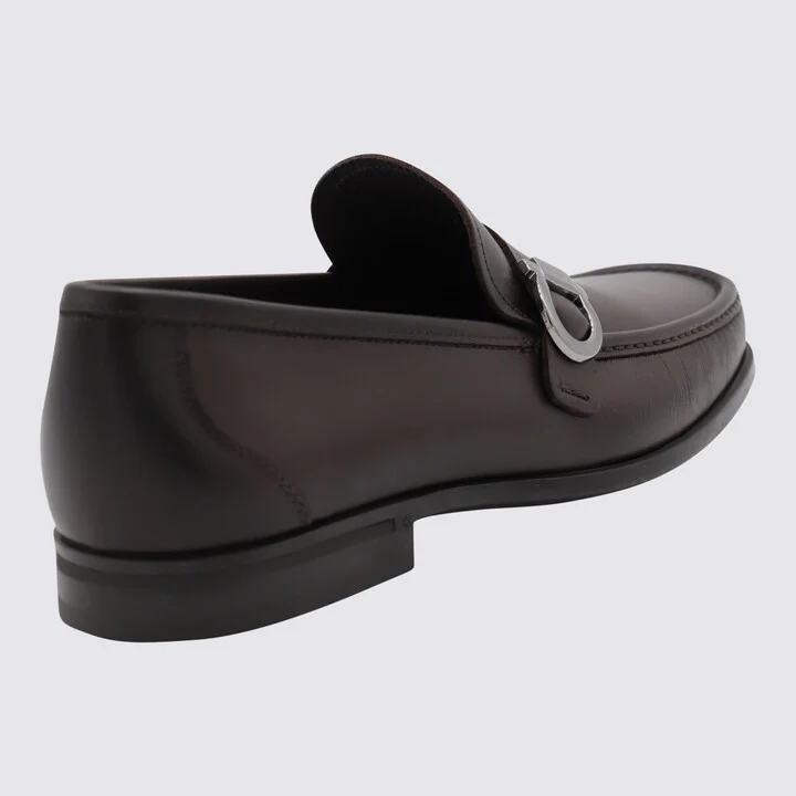 Salvatore Ferragamo Dark Brown Leather Gancini Loafers
