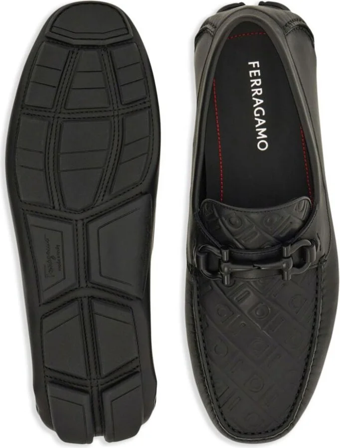 Salvatore Ferragamo Embossed Gancini Monogram Driving Loafers Shoes - Image 4