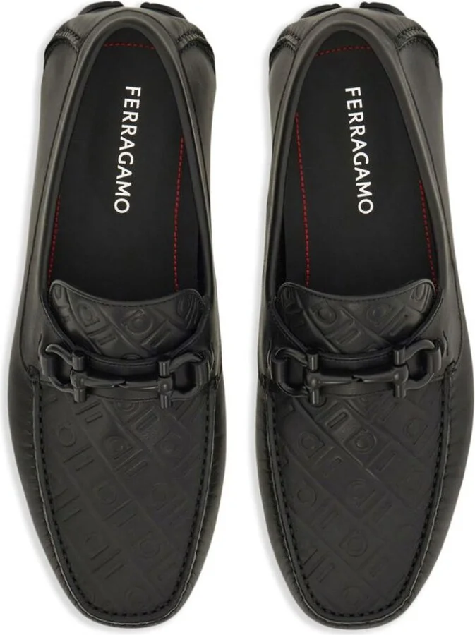 Salvatore Ferragamo Embossed Gancini Monogram Driving Loafers Shoes - Image 5