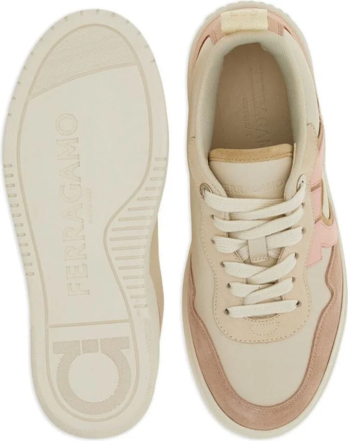Salvatore Ferragamo Gancini Leather And Suede Sneakers Shoes - Image 5