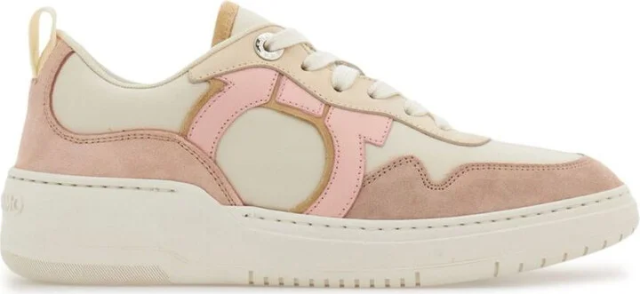Salvatore Ferragamo Gancini Leather And Suede Sneakers Shoes