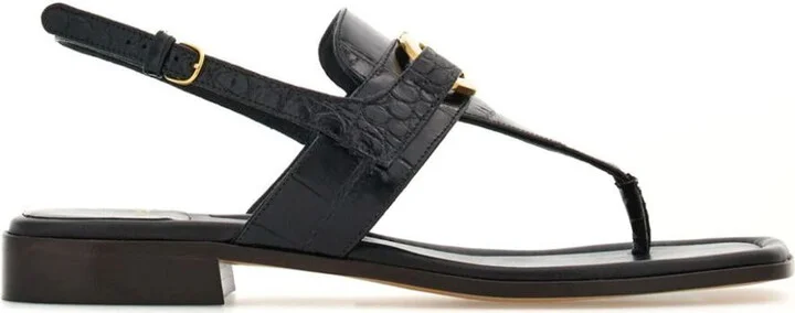 Salvatore Ferragamo Gancini Leather Thong Sandals