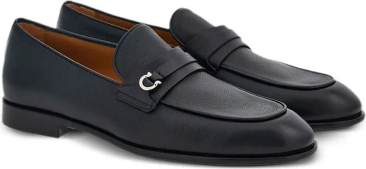 Salvatore Ferragamo Hammered Leather Gancini Loafers Shoes - Image 2
