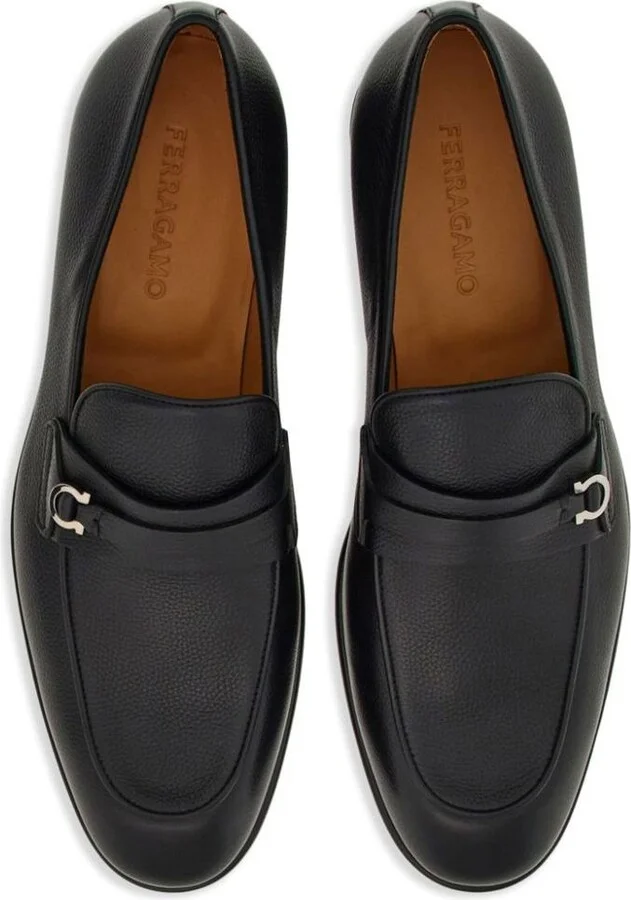 Salvatore Ferragamo Hammered Leather Gancini Loafers Shoes - Image 4