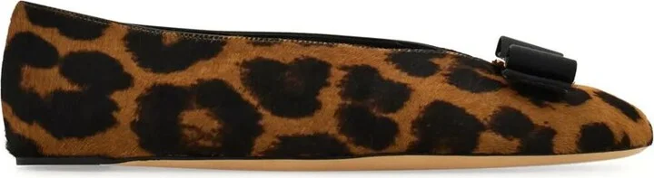 Salvatore Ferragamo Horsehair Printed Vanna Ballet Flats Shoes