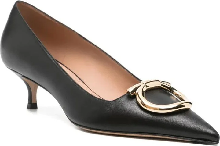 Salvatore Ferragamo Lara Leather Pumps With Maxi Gancini Buckle Shoes - Image 2