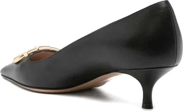Salvatore Ferragamo Lara Leather Pumps With Maxi Gancini Buckle Shoes - Image 3