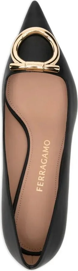 Salvatore Ferragamo Lara Leather Pumps With Maxi Gancini Buckle Shoes - Image 4