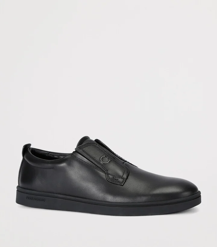 Salvatore Ferragamo Leather Alfie Slip-On Sneakers - Image 3