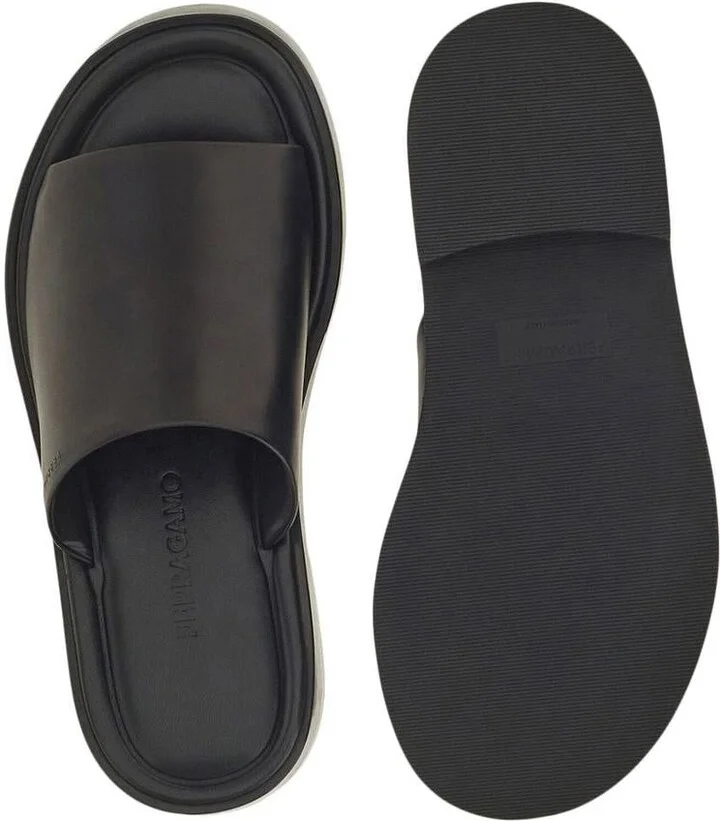 Salvatore Ferragamo Leather Flat Sandals - Image 3