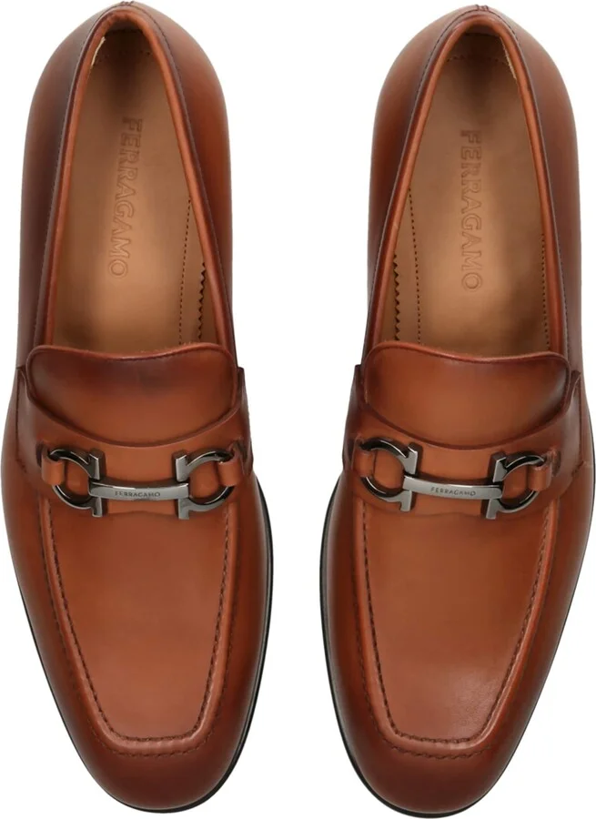 Salvatore Ferragamo Leather Foster Gancho Loafers - Image 4