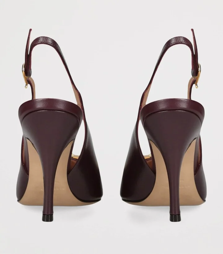 Salvatore Ferragamo Leather Sara Slingback Heels 95 - Image 2