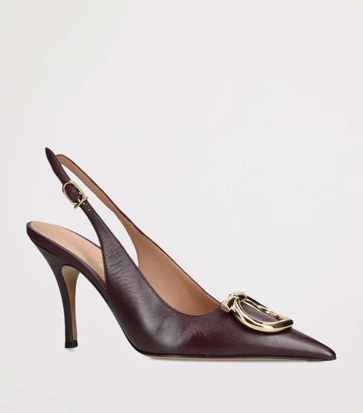 Salvatore Ferragamo Leather Sara Slingback Heels 95 - Image 3