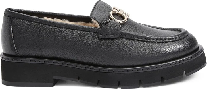 Salvatore Ferragamo Leather Shearling-Lined Rolo Lug Loafer - Image 3