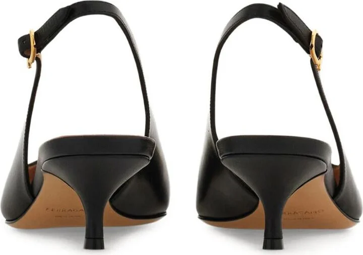 Salvatore Ferragamo Leather Slingback Pumps - Image 4