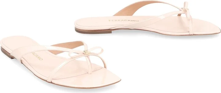 Salvatore Ferragamo Mini Bow Leather Flip-Flops - Image 3