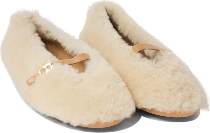 Salvatore Ferragamo "Noella Fur" Shearling Ballet Flats - Image 2