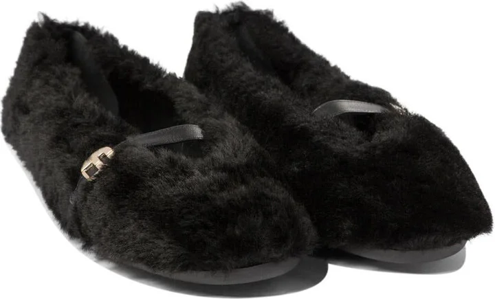 Salvatore Ferragamo "Noella Fur" Shearling Ballet Flats - Image 2