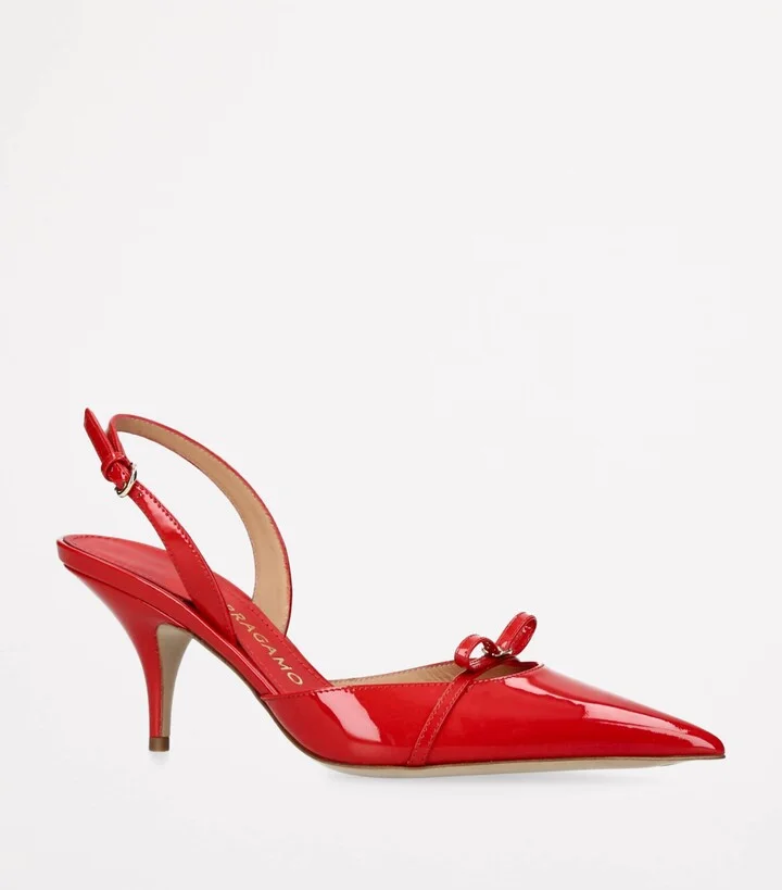 Salvatore Ferragamo Patent Leather Gylla Slingback Pumps 70 - Image 3