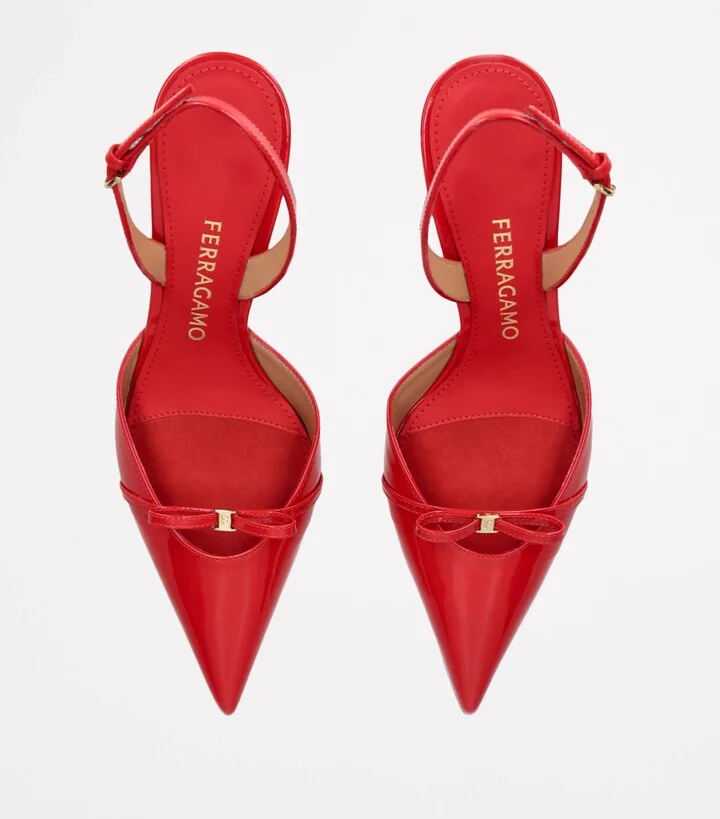 Salvatore Ferragamo Patent Leather Gylla Slingback Pumps 70 - Image 4