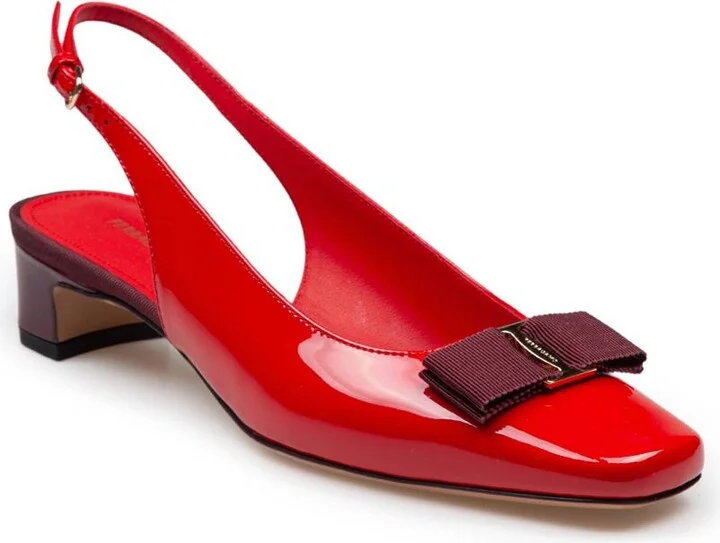 Salvatore Ferragamo Patent Leather Slingback Pumps - Image 2