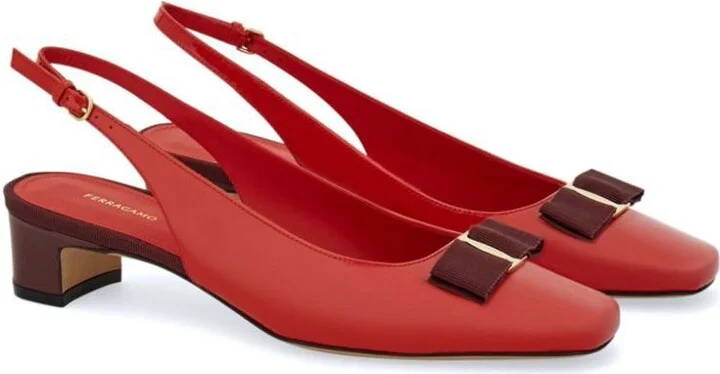 Salvatore Ferragamo Rivada Patent Leather Slingback With Vara Bow Shoes - Image 2