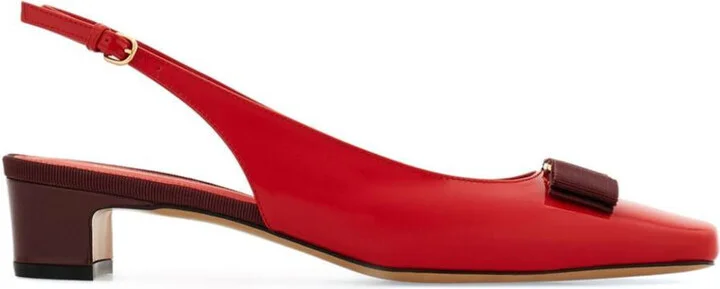 Salvatore Ferragamo Rivada Patent Leather Slingback With Vara Bow Shoes