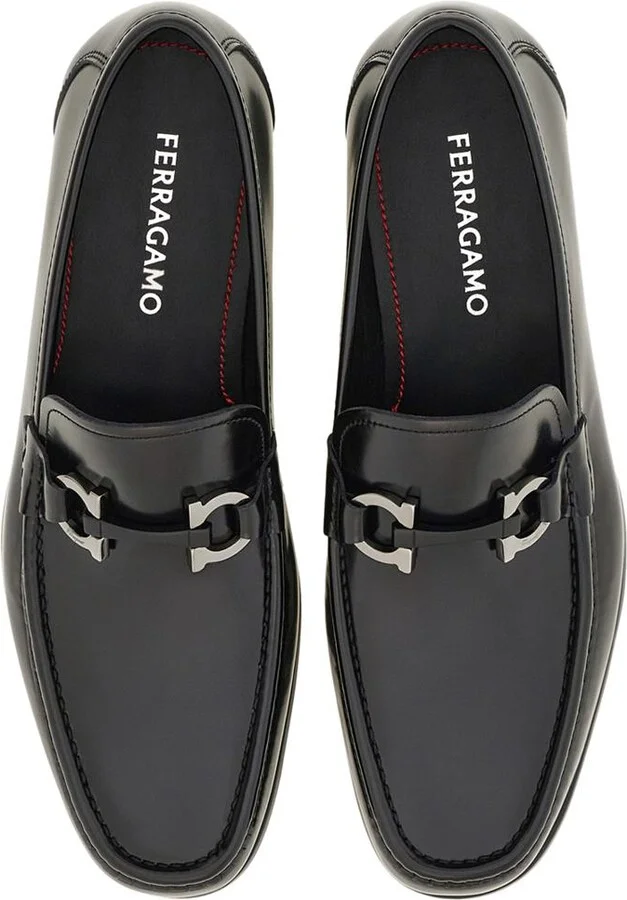 Salvatore Ferragamo Silver Gancini Smooth Leather Loafers Shoes - Image 2