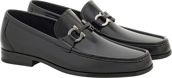 Salvatore Ferragamo Silver Gancini Smooth Leather Loafers Shoes - Image 3