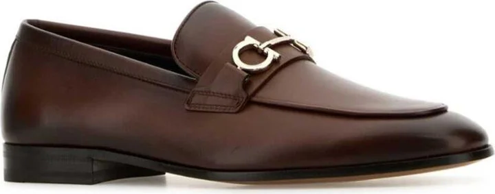 Salvatore Ferragamo Titanium Finish Gancini Loafers Shoes - Image 2