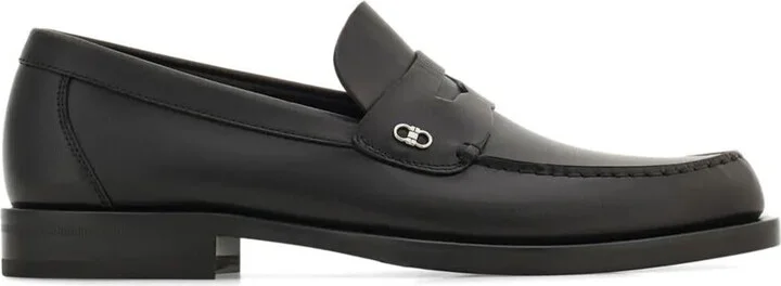 Salvatore Ferragamo Titanium-Finish Mini Gancini Buckle Bacco Loafers Shoes