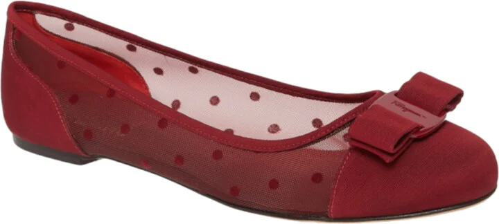 SALVATORE FERRAGAMO Varina Dots Women's 724119 Red Flats