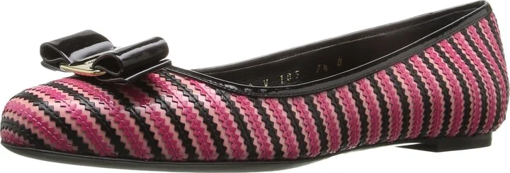 Salvatore Ferragamo Women's Varina Zigzag Nero/Emeraude/Blue Indien 9.5 B